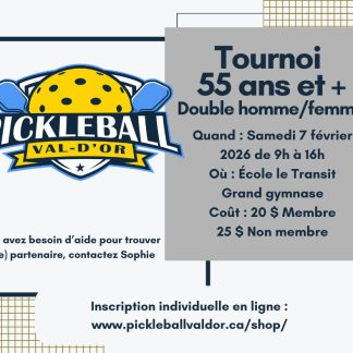 Inscription Tournoi 55 ans et +